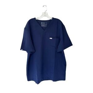 FIGS Navy Men's‎ Leon Medical Nursing Doctor Three-Pocket Scrub Top Size XXL